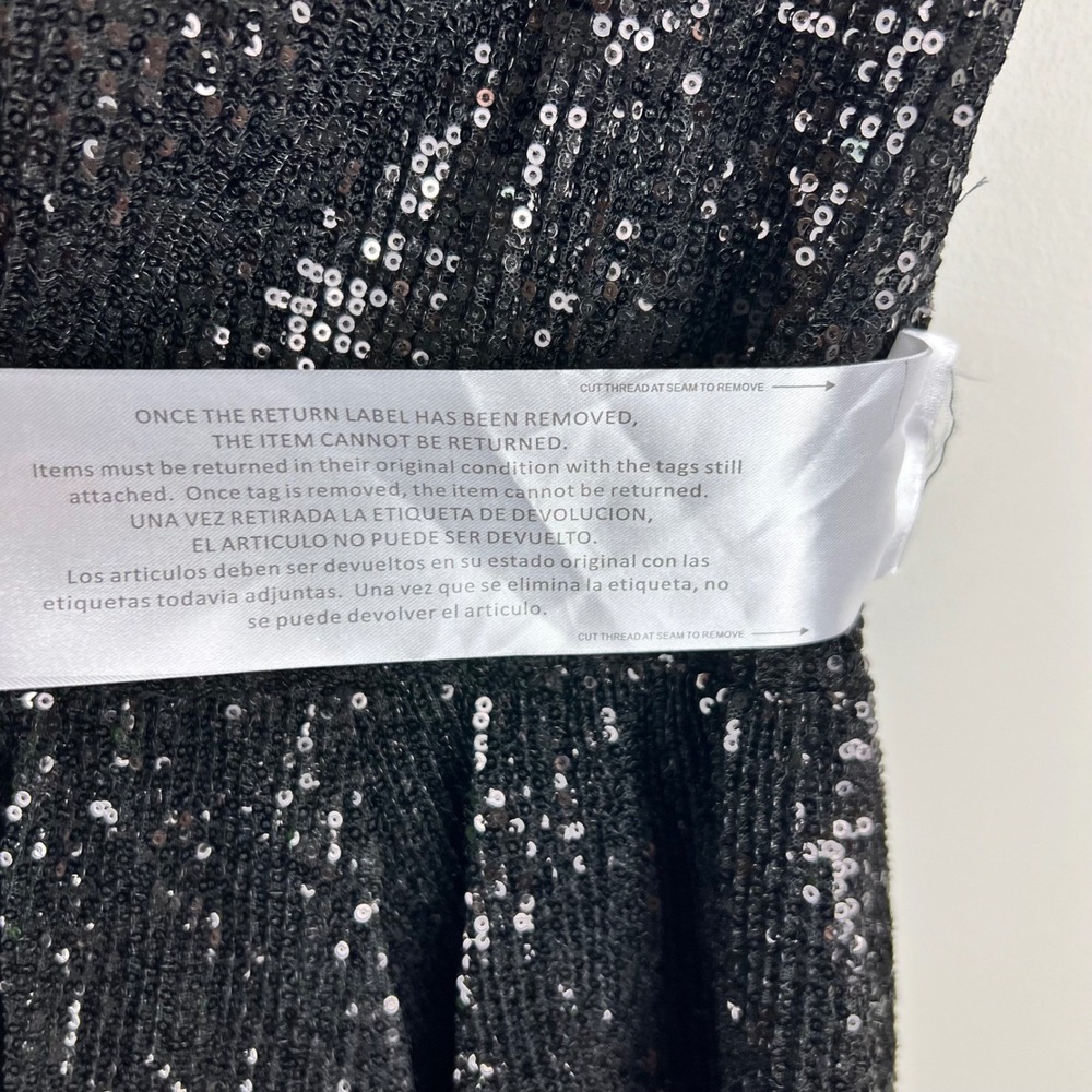 Ieena for Mac Duggal Sequin Mini Dress Deep V Black 26306 Size 2 - Picture 9 of 16